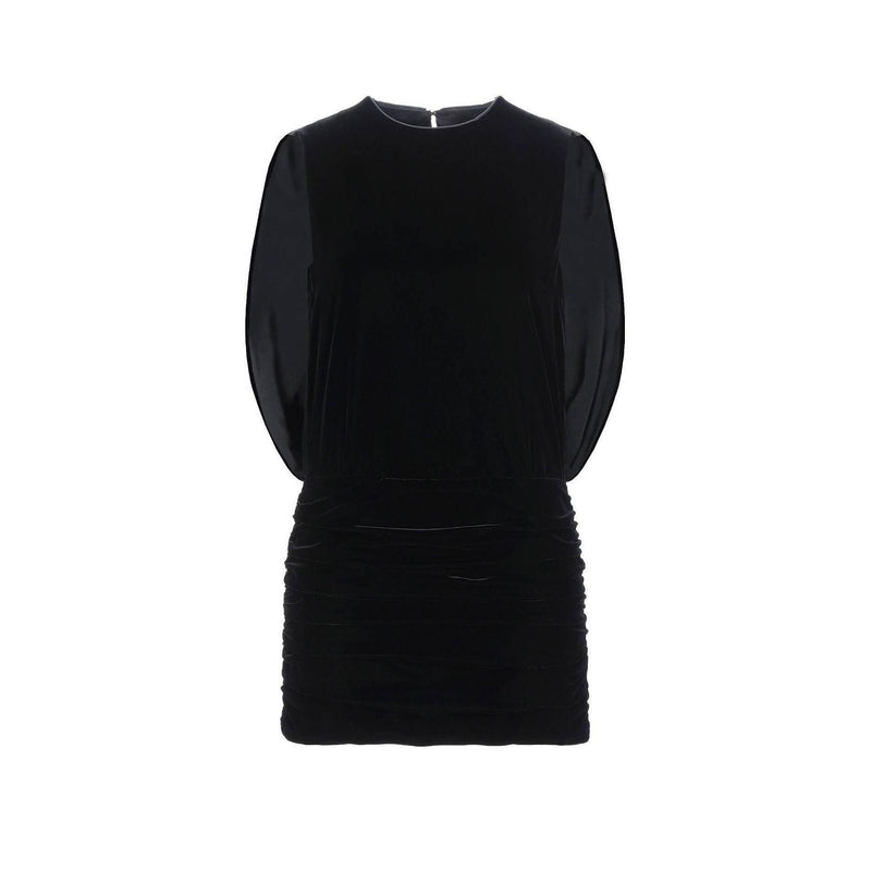 Pre-Owned SAINT LAURENT Black Velvet Short Dress | Size US 2 - FR 36 - theREMODA