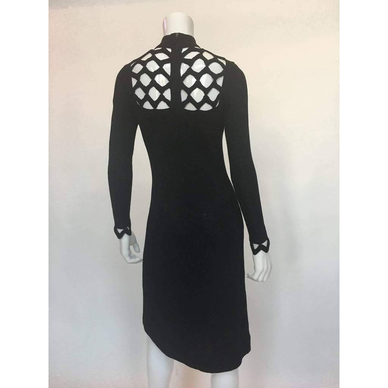 Pre-Owned SAKS FIFTH AVENUE Black Knit Lattice Dress | Size S - theREMODA