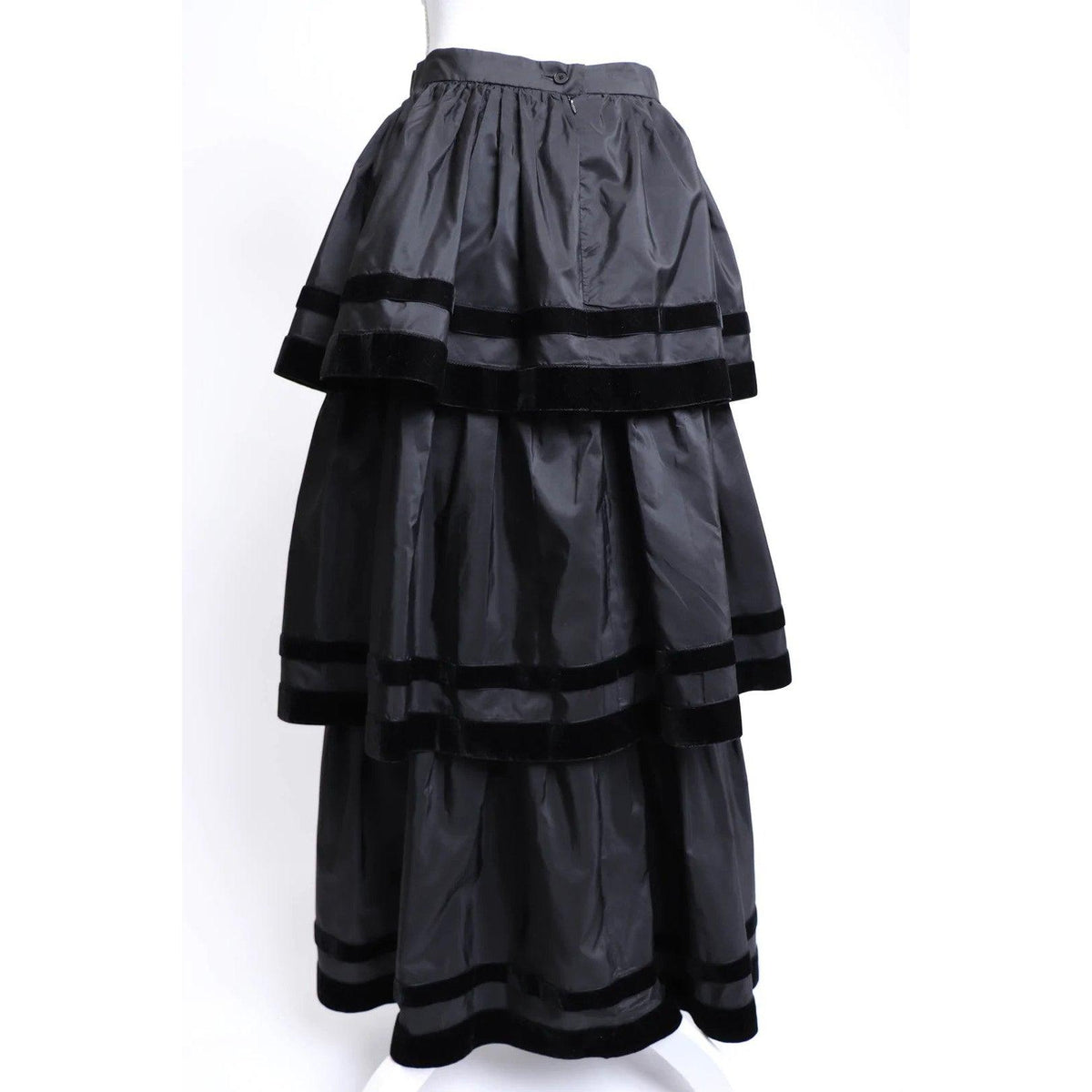 Pre-owned TED LAPIDUS 80's Black Tiered Cocktail Skirt - theREMODA