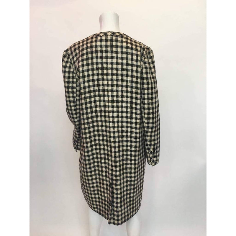 Pre-Owned VALENTINO Black & White Checkered Wool Coat | Size XS/S - theREMODA