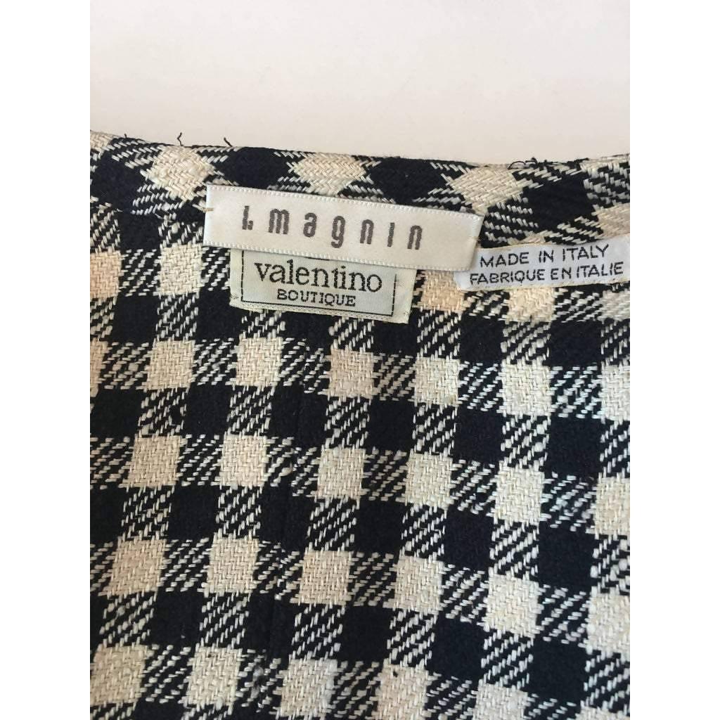 Pre-Owned VALENTINO Black & White Checkered Wool Coat | Size XS/S - theREMODA