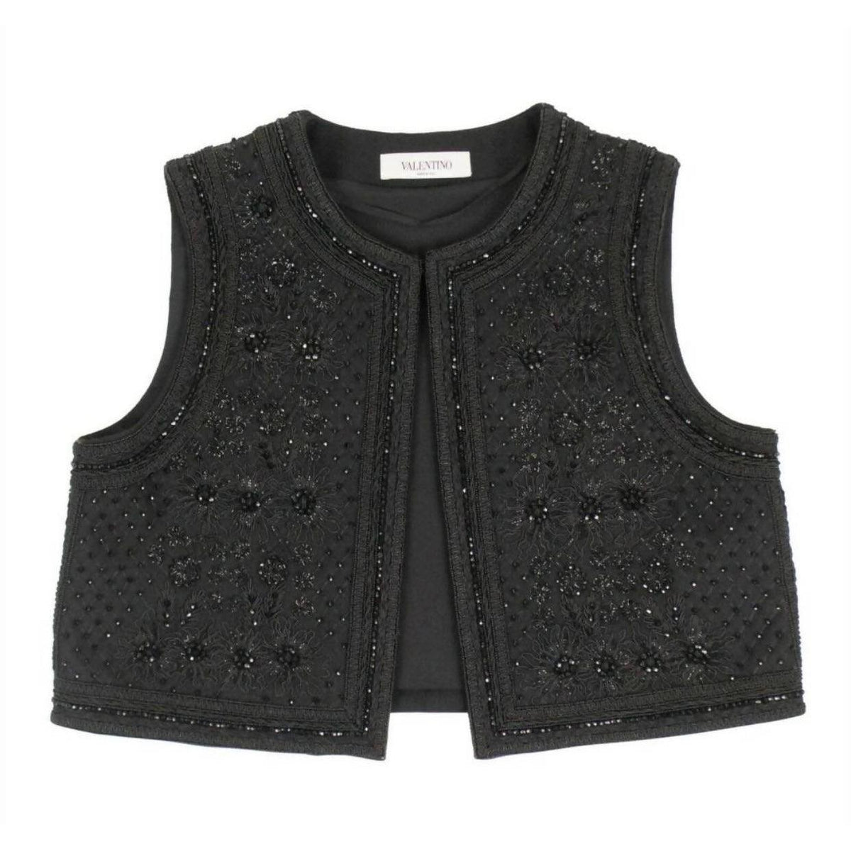 Pre-Owned VALENTINO Black Wool Beaded Vest | Size US 8 - IT 44 - theREMODA