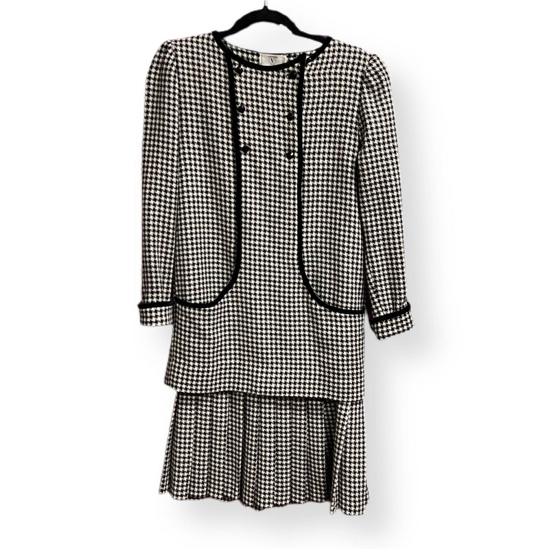 Pre-Owned VALENTINO Vintage Black and White Houndstooth Print Dress | Size M - theREMODA