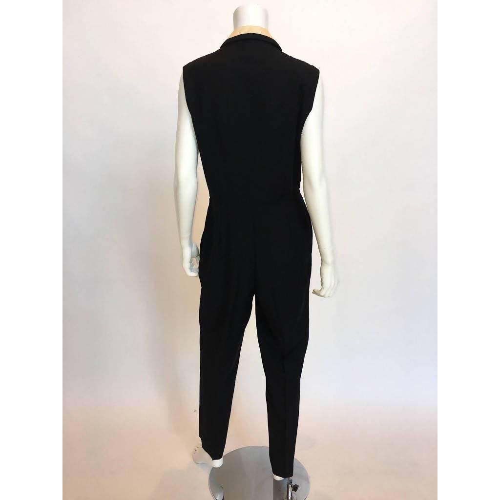 Pre-Owned VERSACE Black Pin-Striped Jumpsuit | EU 44 - US 12 - theREMODA