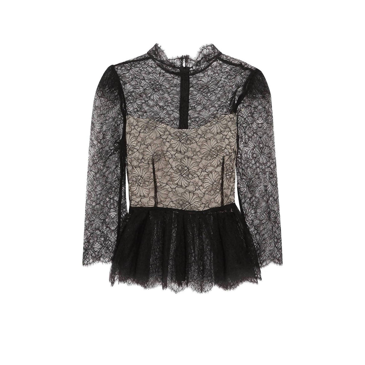 Pre-Owned VILSHENKO Black Silk Lace Blouse | Size US 4 - theREMODA