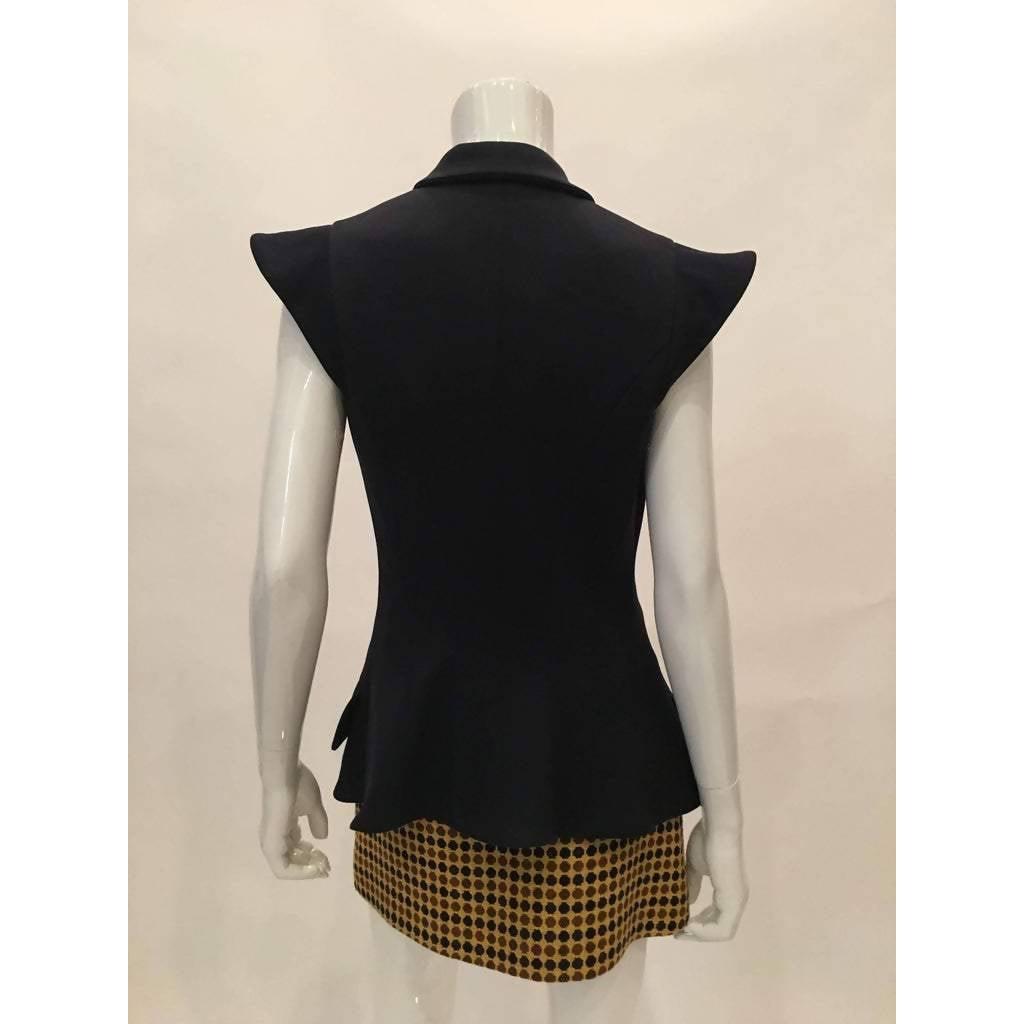Pre-Owned YVES SAINT LAURENT Double Breasted Wool Dark Blue Vest | US 6 - theREMODA