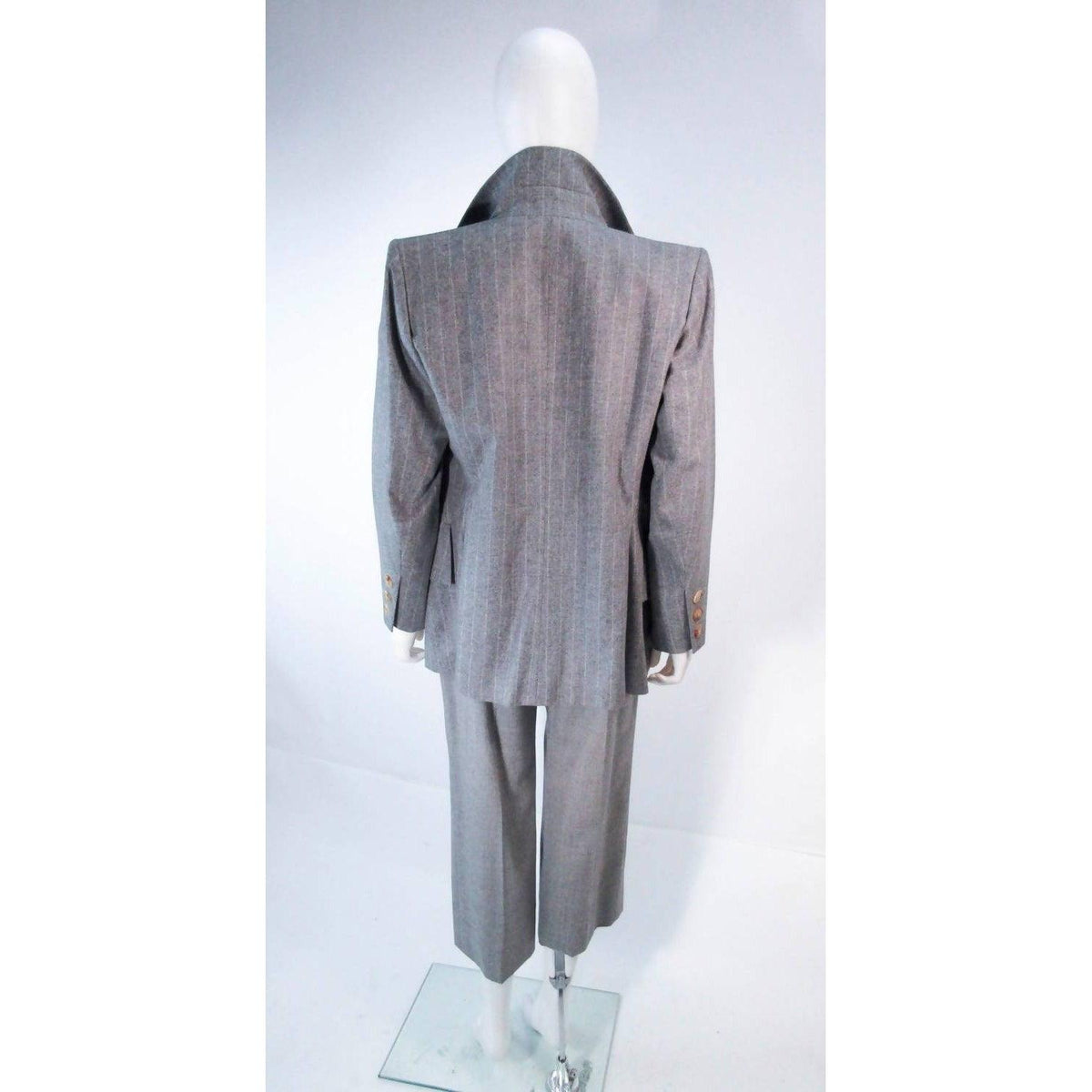 Pre-owned YVES SAINT LAURENT Grey Wool Trouser Set - theREMODA