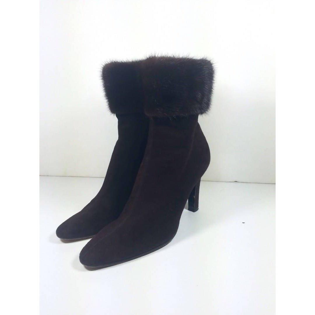 Pre-owned YVES SAINT LAURENT Suede Brown Ankle Boots - theREMODA