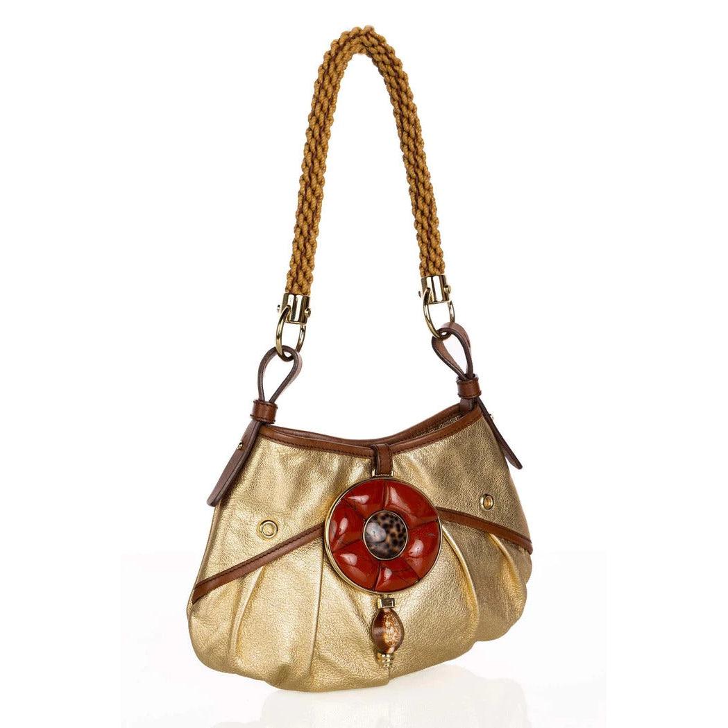 YVES SAINT LAURENT Tom Ford Vintage Gold Leather Coral Shell Rope