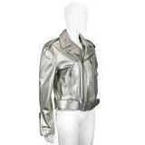 RALPH LAUREN Silver Leather Belted Motorcycle Jacket | Size US 10 - theREMODA