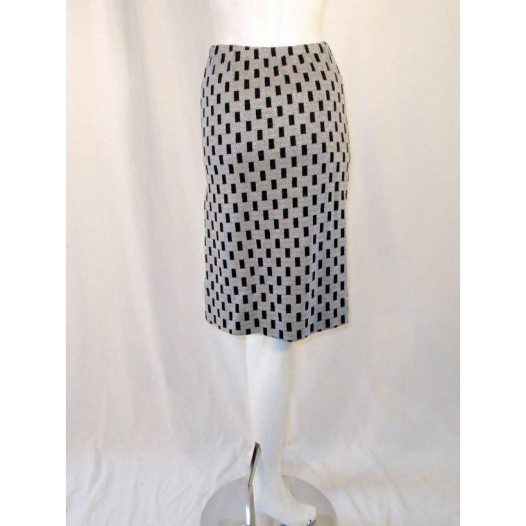 RUDI GERNREICH Black & Silver Knit Checkered Slit Skirt | Size S - theREMODA