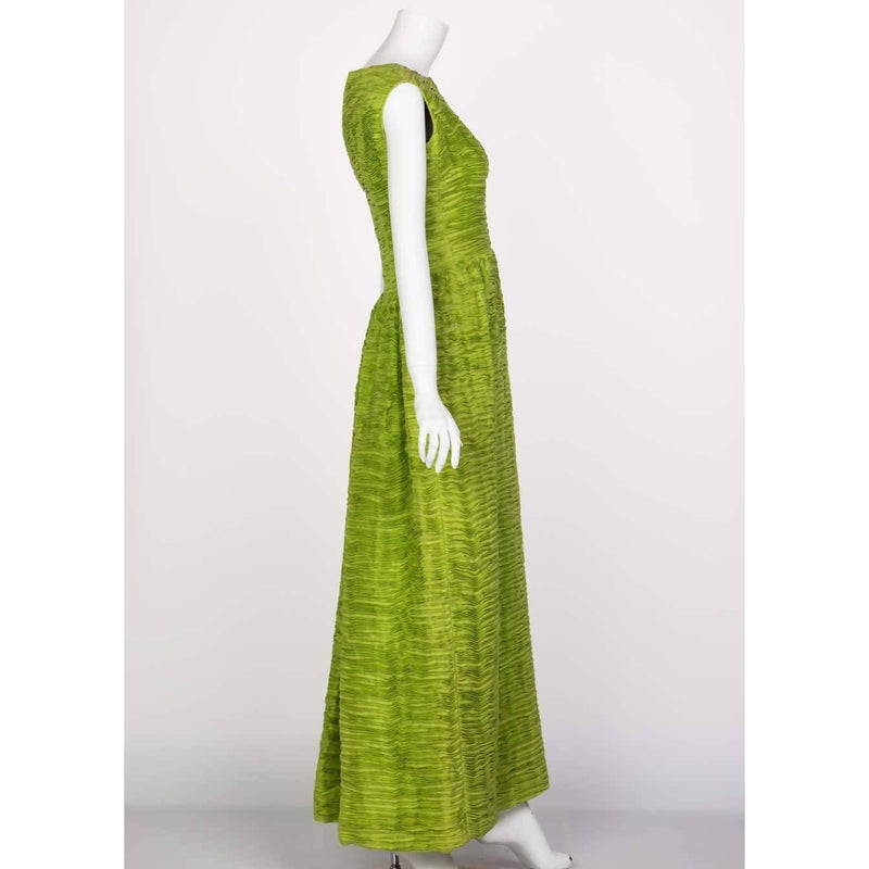 SYBIL CONNOLLY Green Linen Pleated Dress | Size S/M - theREMODA