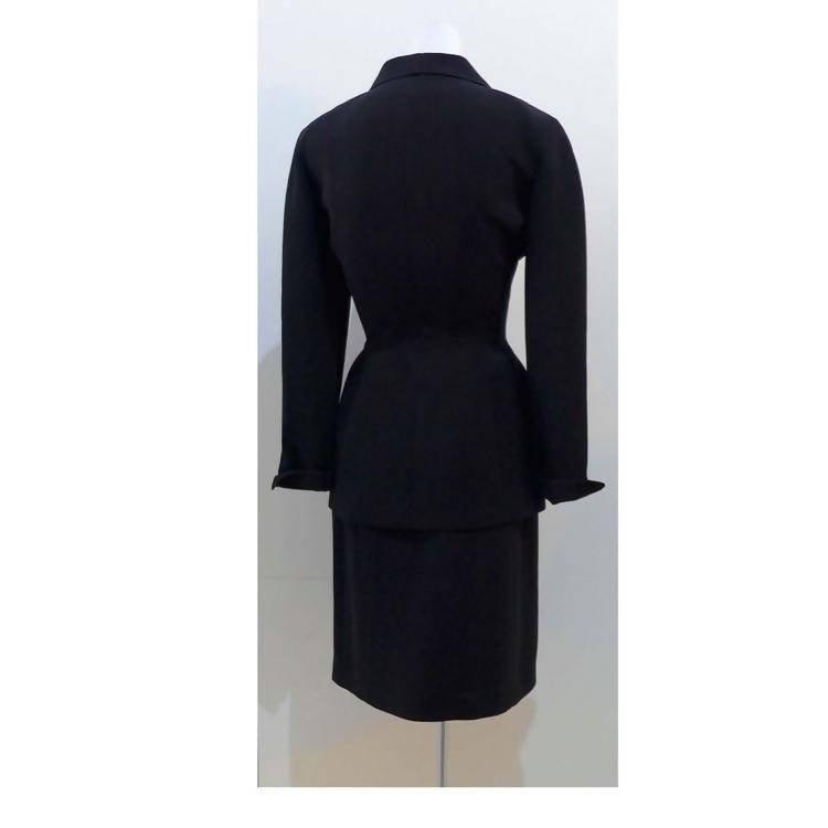 THIERRY MUGLER Black and Silver Rhinestone Skirt Suit | Size 40 - theREMODA