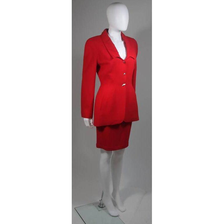 THIERRY MUGLER Contoured Red Skirt Suit Set | Size 40 - theREMODA