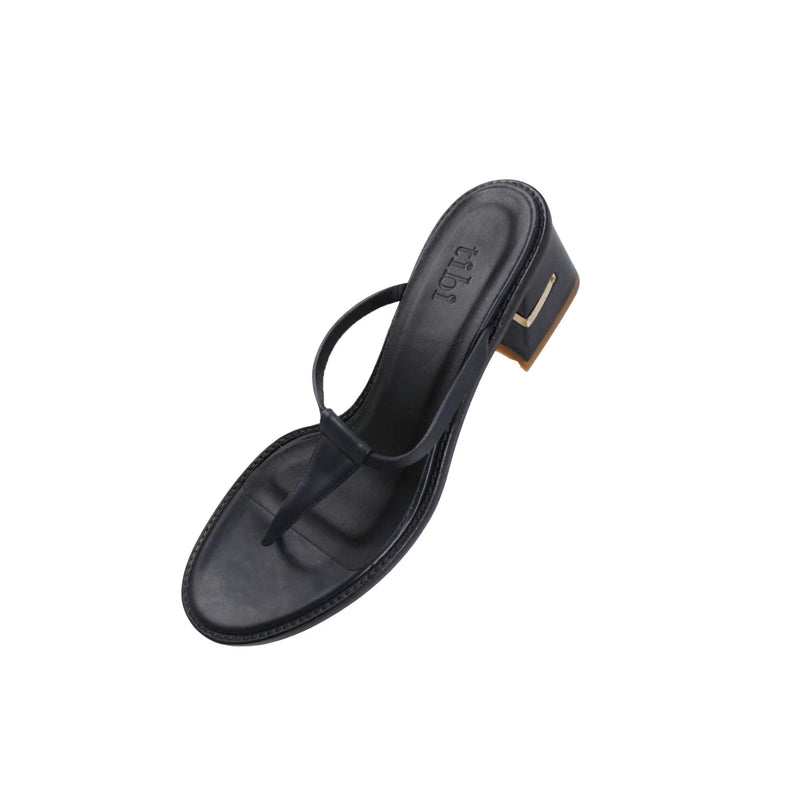 Pre-owned TIBI Black Leather Heeled Thong Sandal - theREMODA