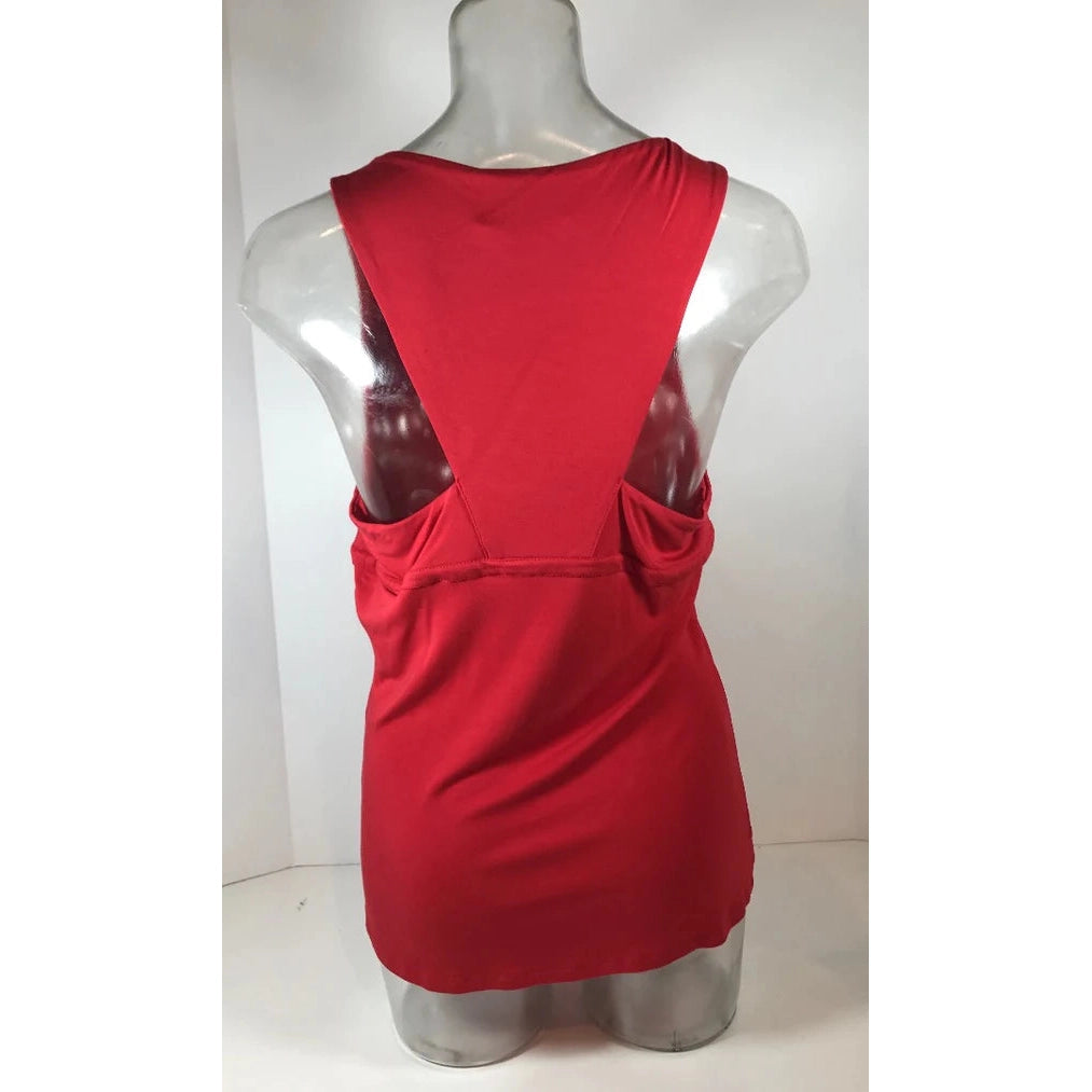 Pre-Owned GIANNI VERSACE Red V- Neck Tank Top | Size 44 - theREMODA