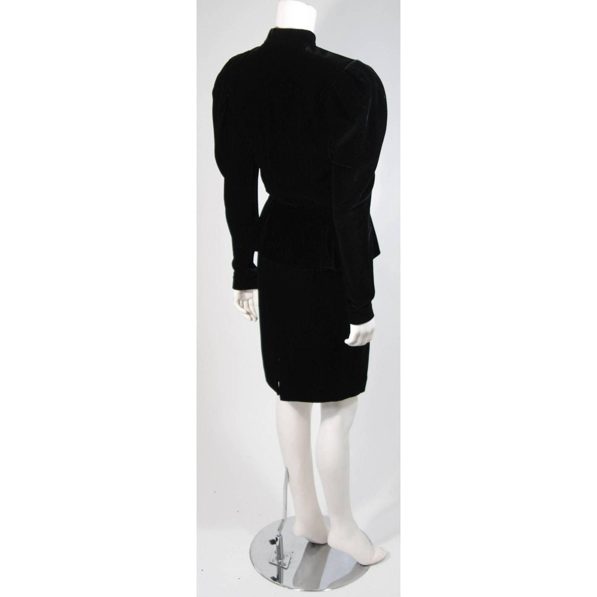 VICKY TIEL Velvet Black Skirt Suit with Rhinestone Buttons | Size S - theREMODA
