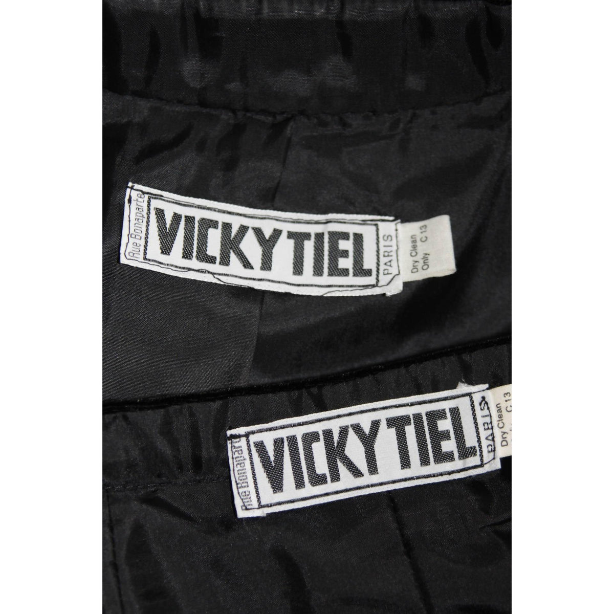 VICKY TIEL Velvet Black Skirt Suit with Rhinestone Buttons | Size S - theREMODA