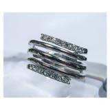 Vintage 14K White Gold and Diamond Accent Spiral Ring - theREMODA