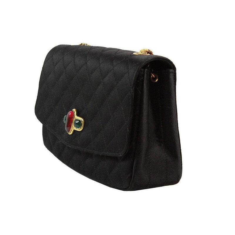 Chanel Vintage Black Quilted Satin Evening Shoulder Bag – OPA Vintage
