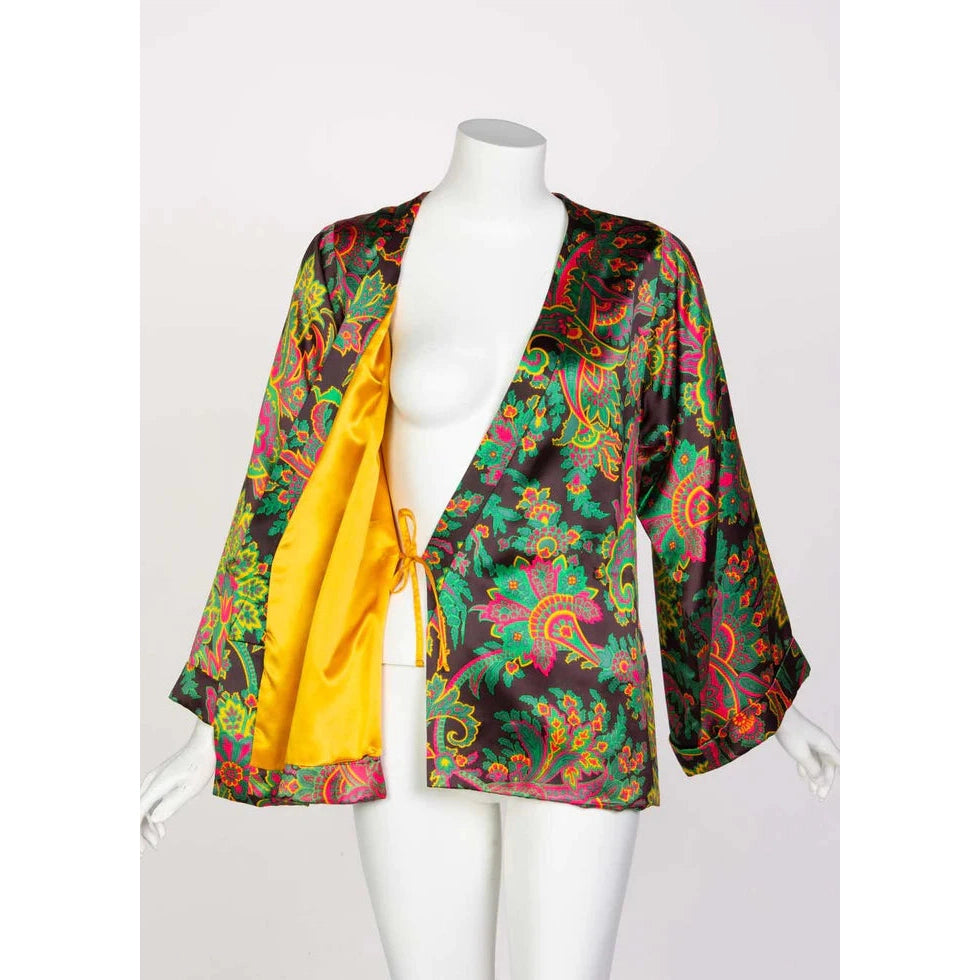 YVES SAINT LAURENT Psychedelic Paisley Silk Kimono Jacket YSL - theREMODA