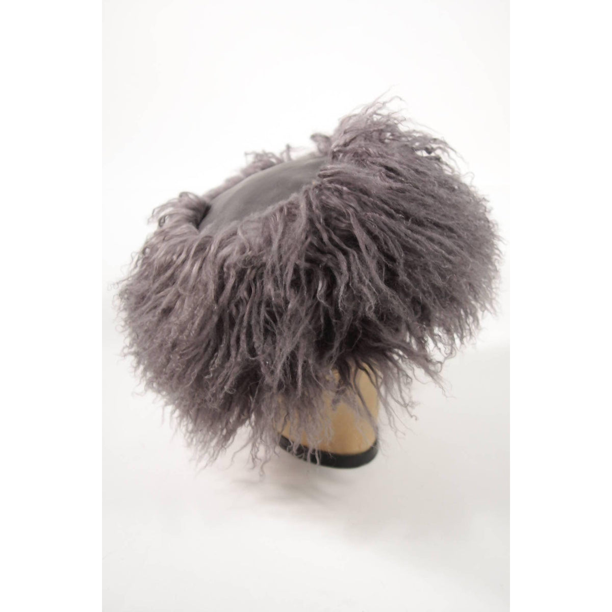 YVES SAINT LAURENT 1980's Leather and Mongolian Grey Lamb Hat - theREMODA