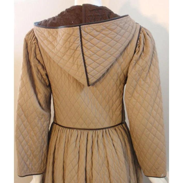 YVES SAINT LAURENT 1980s Khaki Quilted Toggle Coat Dress - theREMODA
