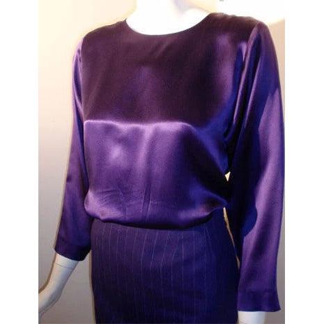 YVES SAINT LAURENT 1990s 3 pc Purple Pinstripe Suit Set - theREMODA