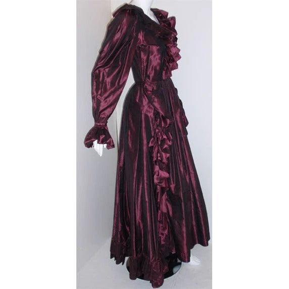 YVES SAINT LAURENT 1990s Purple Iridescent Silk Taffeta Gown - theREMODA