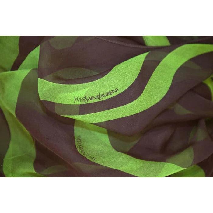 YVES SAINT LAURENT Black and Green Silk Chiffon Ruffle Trim Sash Skirt, 2004 | Size 40 - theREMODA