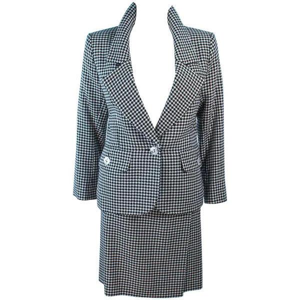 YVES SAINT LAURENT Black and White Houndstooth Skirt Suit - theREMODA