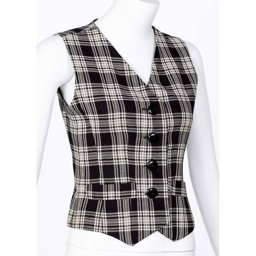 YVES SAINT LAURENT Black & White Wool Vest | Size US 4 - EU 36 - theREMODA
