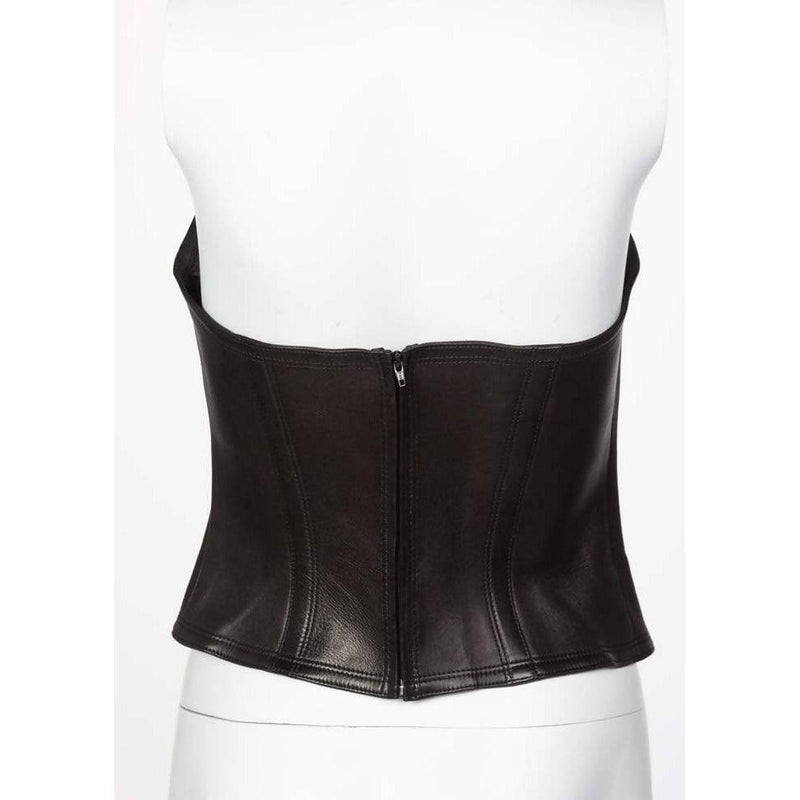 YVES SAINT LAURENT Black Leather Bustier Top | Size US 6 - EU 38 - theREMODA