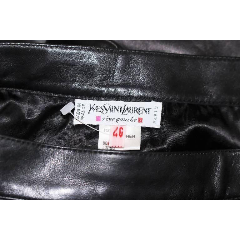 YVES SAINT LAURENT Black Leather Skirt | Size EU 46 - theREMODA