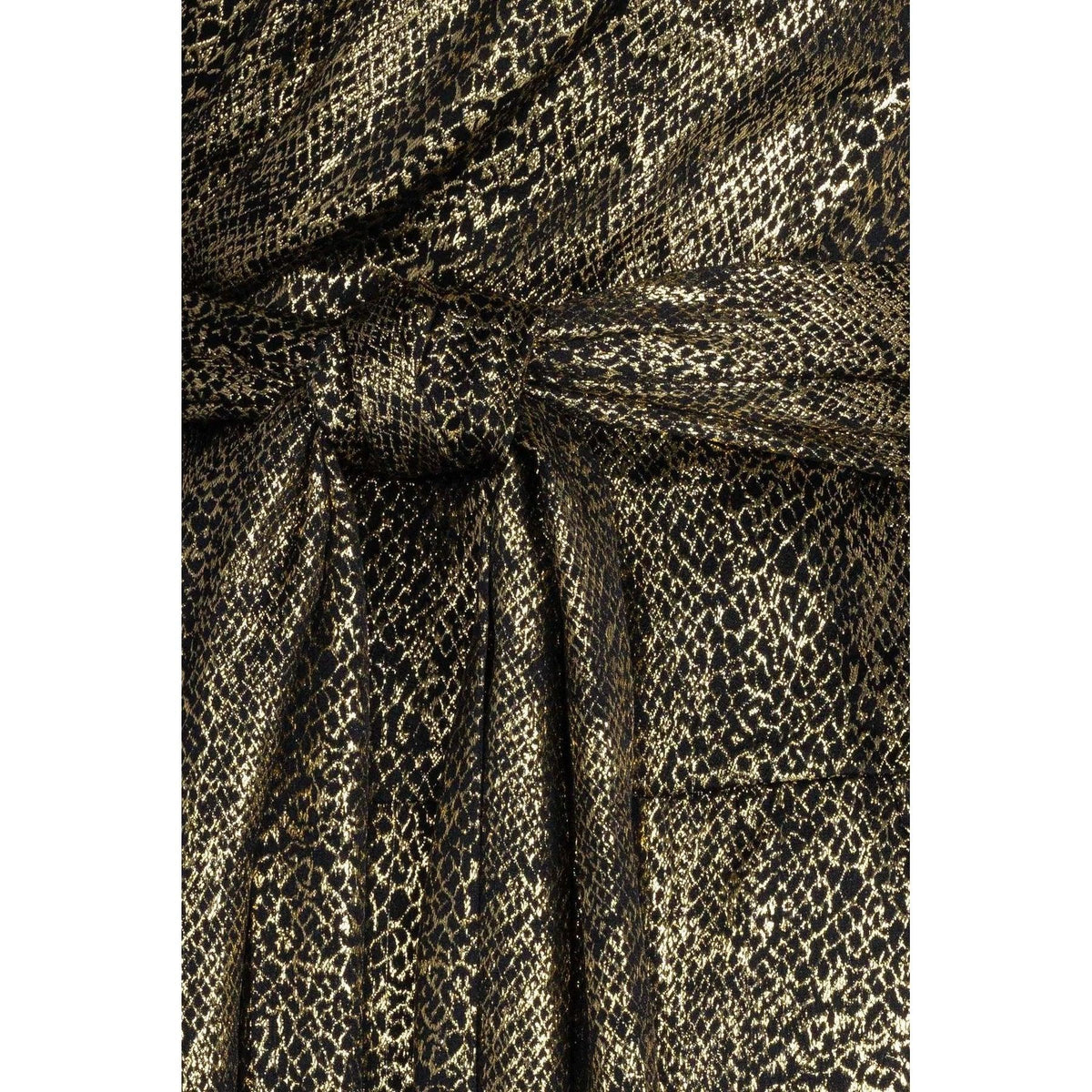 YVES SAINT LAURENT Gold & Black One Shoulder Top Maxi Skirt Belted Set 1980s - theREMODA