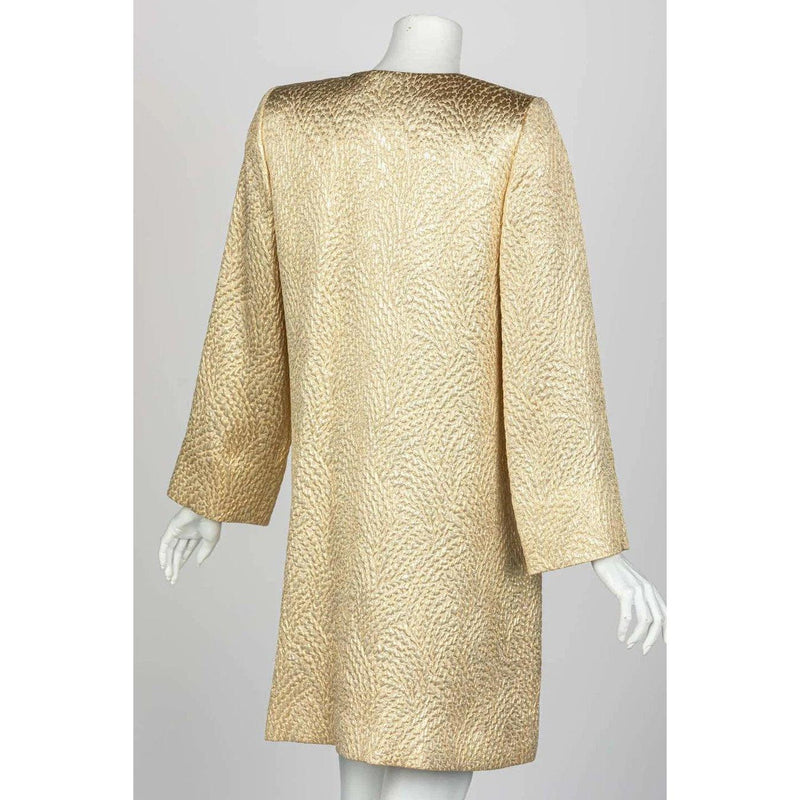 YVES SAINT LAURENT Gold Evening Coat with Jeweled Buttons 1990s - theREMODA