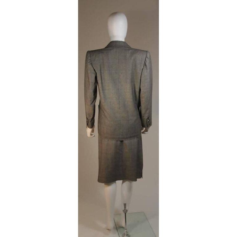 YVES SAINT LAURENT Grey Wool Skirt Suit | Size 38-40 - theREMODA
