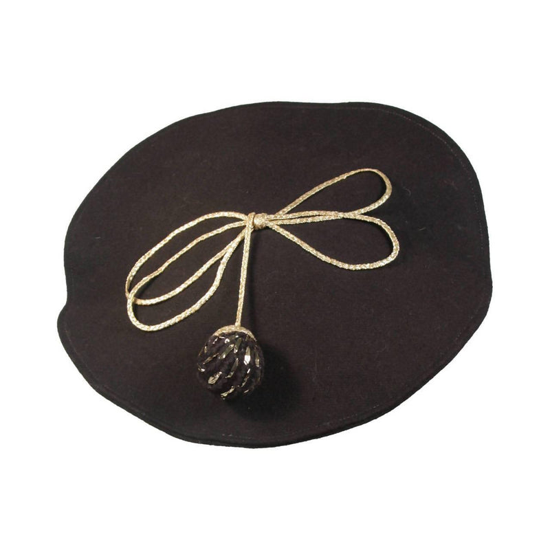 YVES SAINT LAURENT Rive Gauche Black Wool Beret with Knit Ball - theREMODA