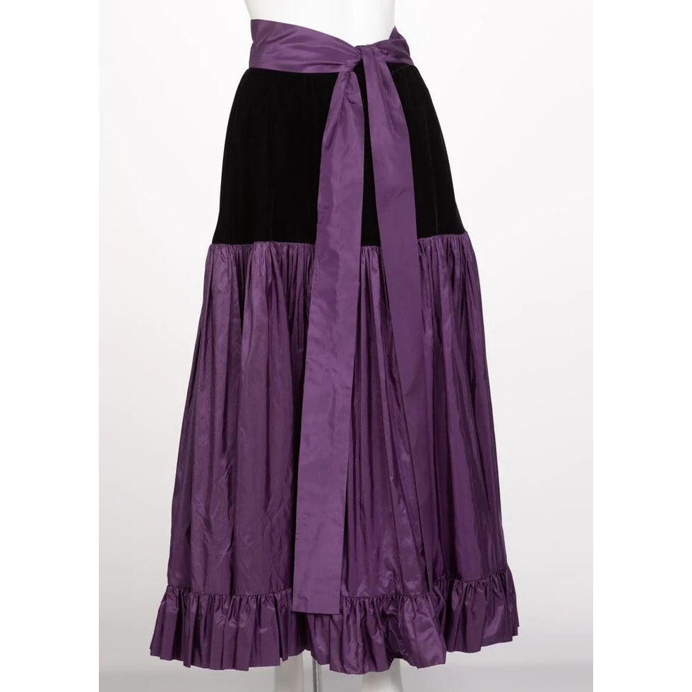 YVES SAINT LAURENT Skirt Russian Collection Purple Skirt Ysl, 1970s - theREMODA