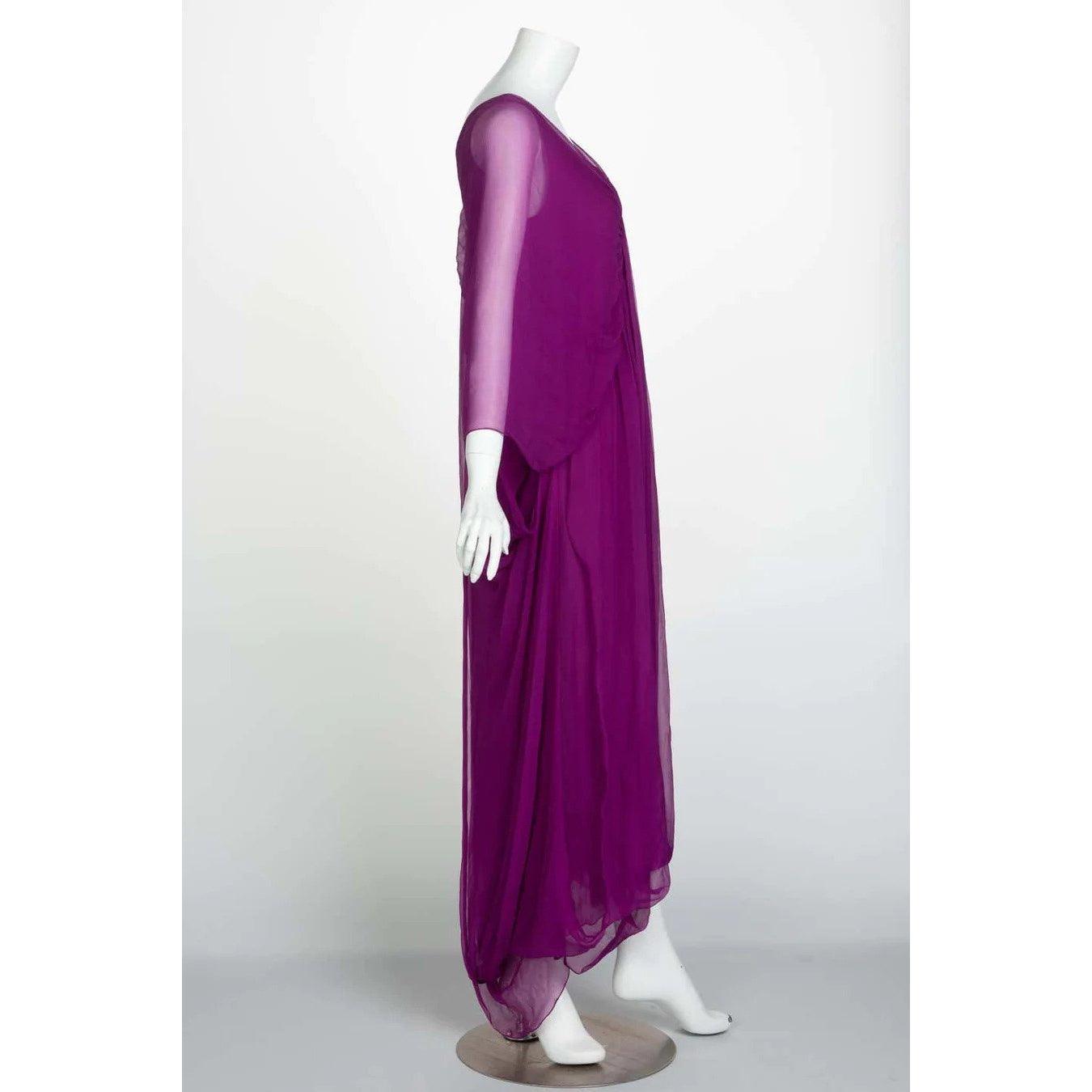 Yves saint laurent evening dress of on sale bright pink and lemon yellow silk crepe