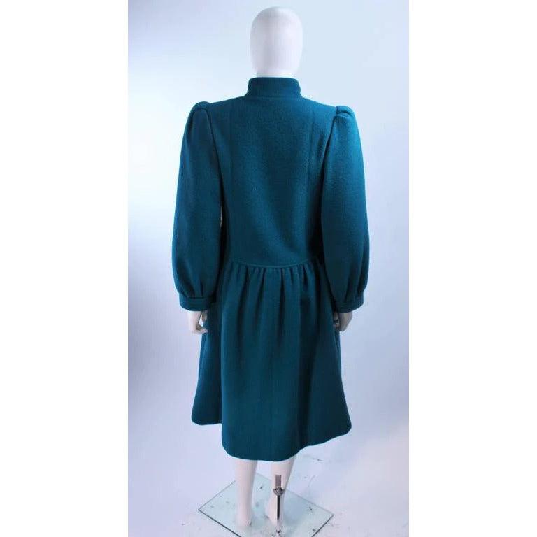 YVES SAINT LAURENT Turquoise Wool Coat - theREMODA