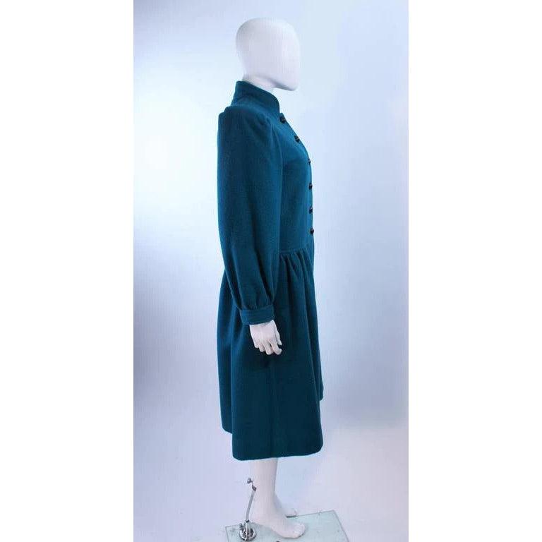 YVES SAINT LAURENT Turquoise Wool Coat - theREMODA