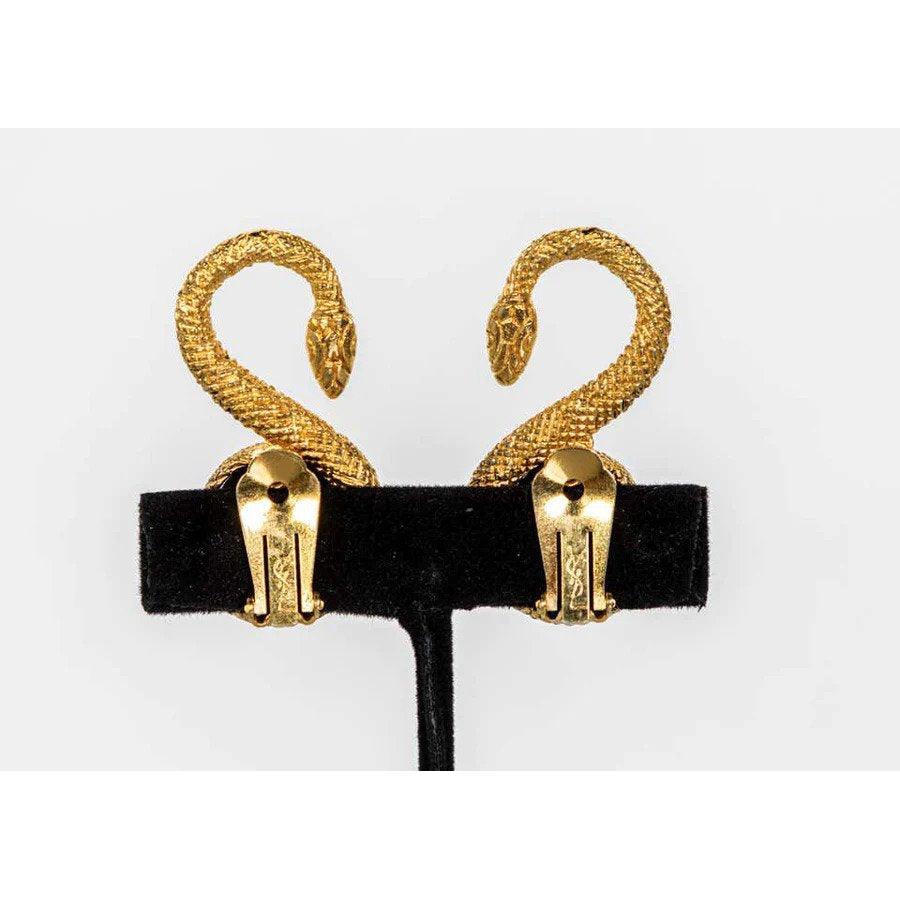 YVES SAINT LAURENT Vintage Gold Marrakech Serpent Earrings - theREMODA