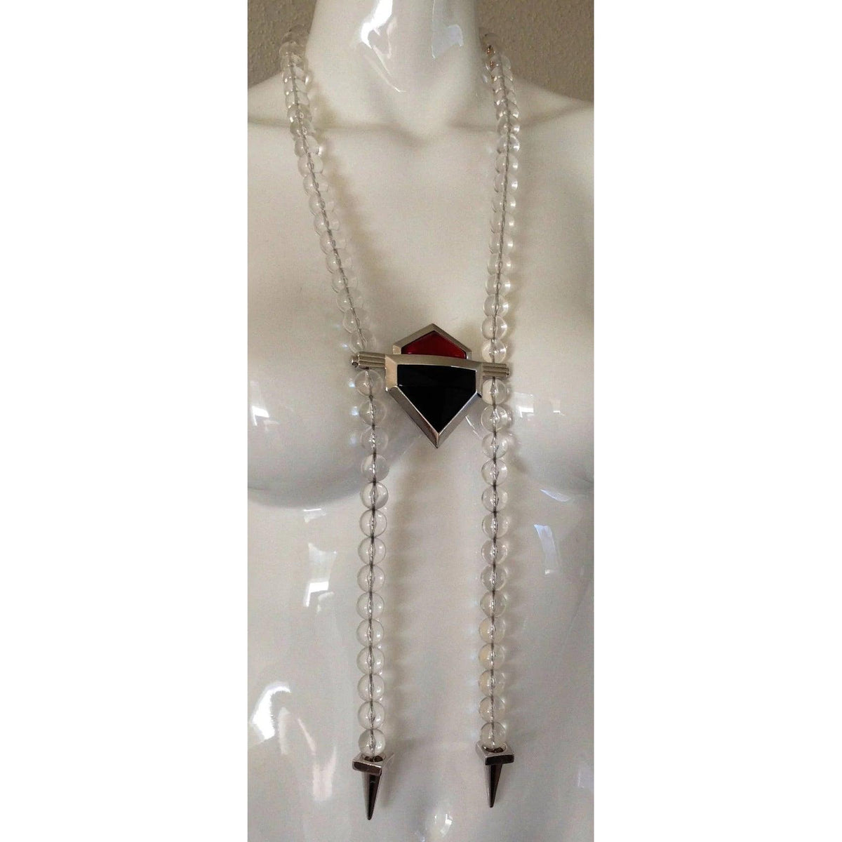YVES SAINT LAURENT Vintage Large Lucite Bead and Geometric Glass Necklace Ysl - theREMODA