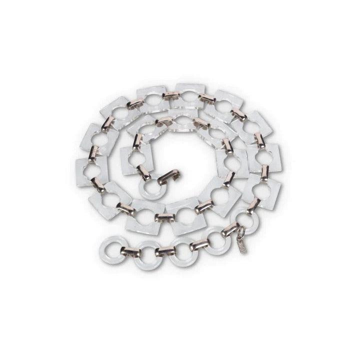 YVES SAINT LAURENT Vintage Lucite Squares Silver Necklace / Belt - theREMODA