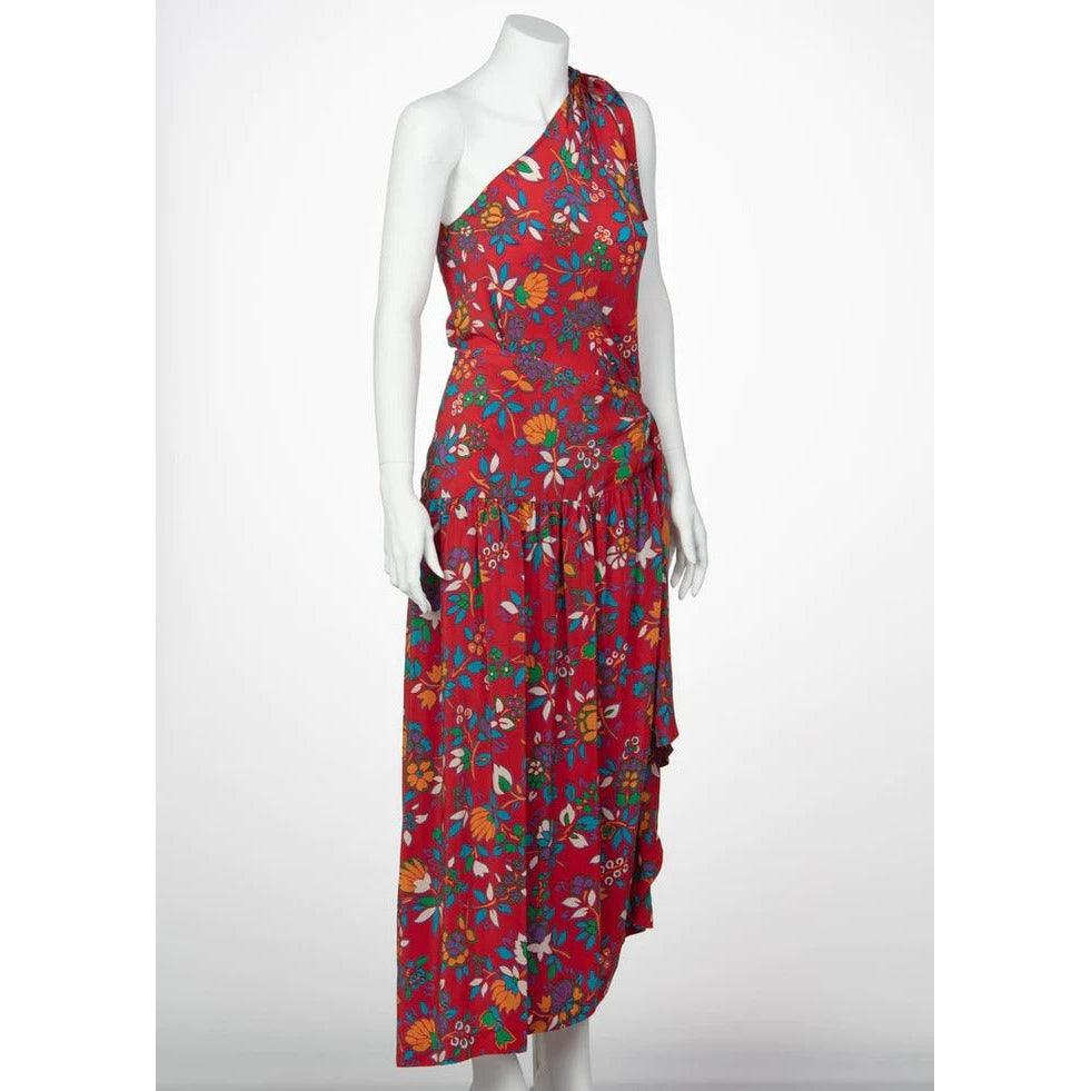 YVES SAINT LAURENT Ysl Multicolor Floral Print Top and Skirt Set, 1980s - theREMODA