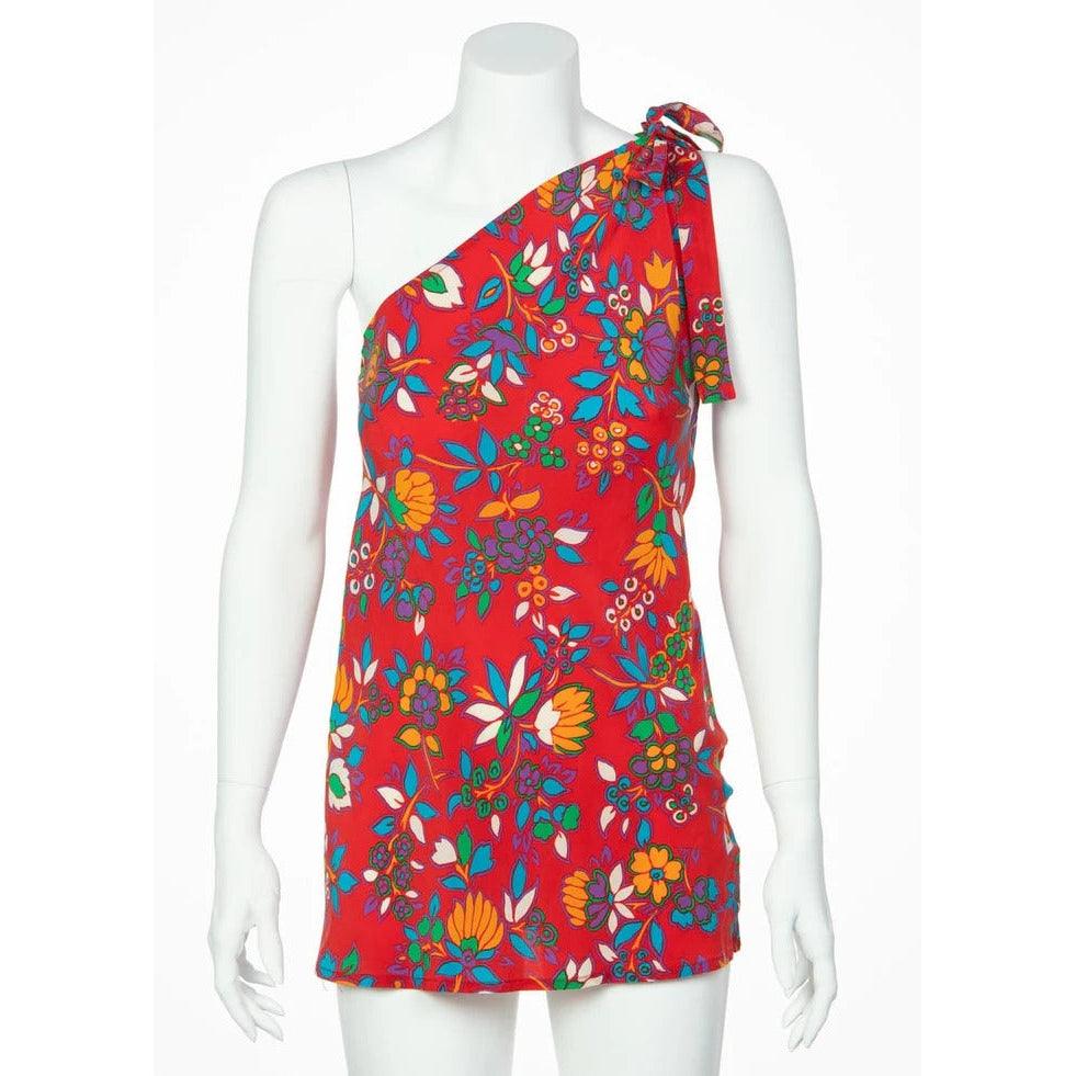 YVES SAINT LAURENT Ysl Multicolor Floral Print Top and Skirt Set, 1980s - theREMODA